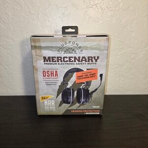 Plugfones Mercenary Electronic Safety Muffs One Size Black 24dB NRR Bluetooth